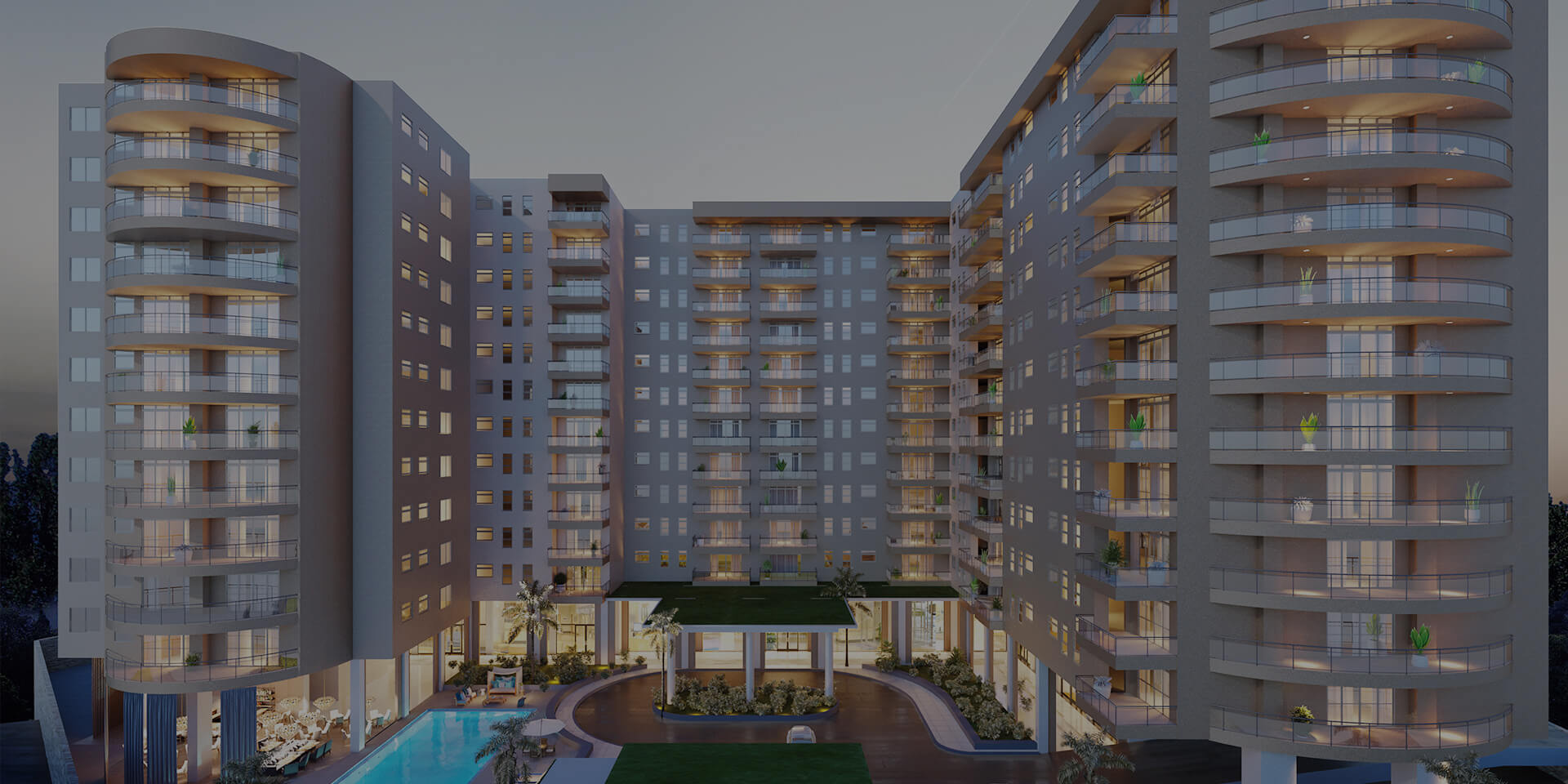 Exterior view of 1-bedroom apartment high-rise in Kampala, Uganda