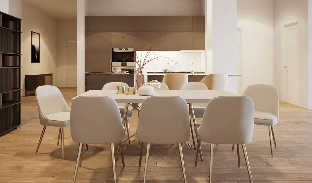 Spacious living room with couch and wooden floor in 3-bedroom penthouse apartment, Kampala, Uganda